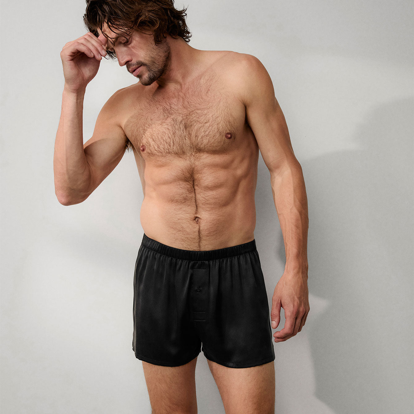 Lunya Men's Washable Silk Boxer- #Immersed Black