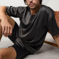 Lunya Men's Washable Silk Short Set- #Meditative Grey