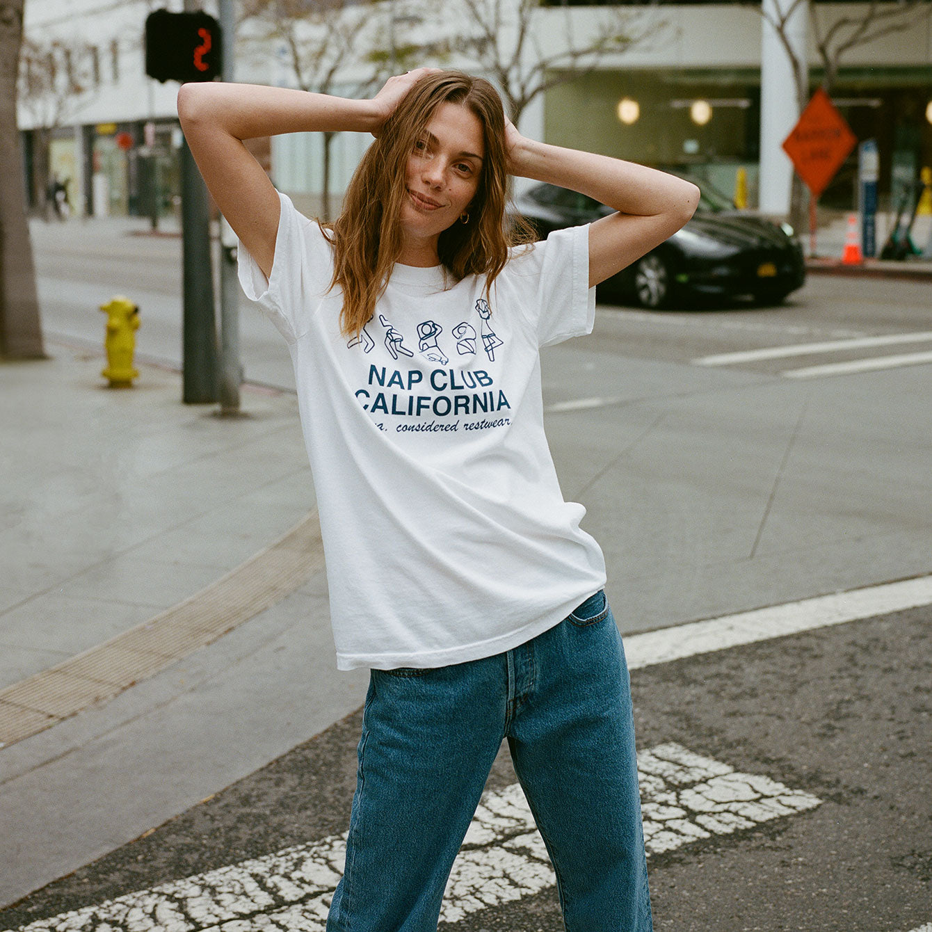 Lunya Loungewear Nap Club Tee - #White/Blue