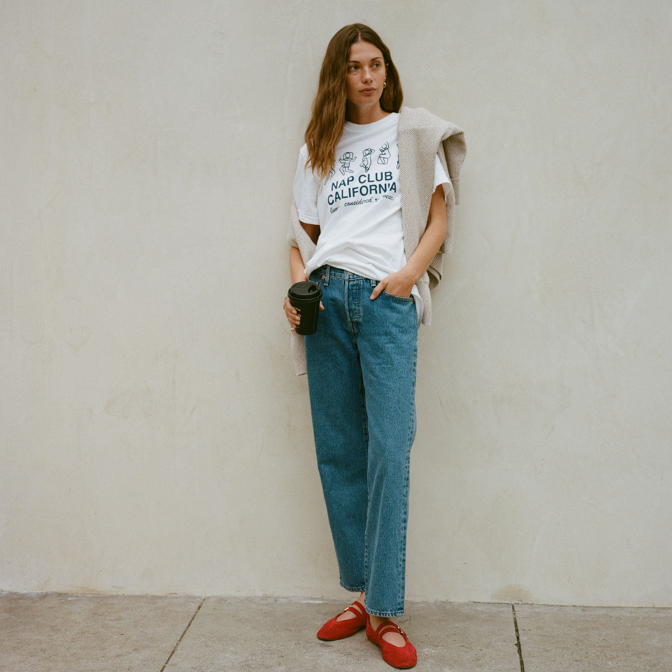 Lunya Loungewear Nap Club Tee - #White/Blue