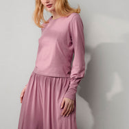 Lunya Loungwear Organic Pima Crew Neck Long Sleeve - #Clarion Rose