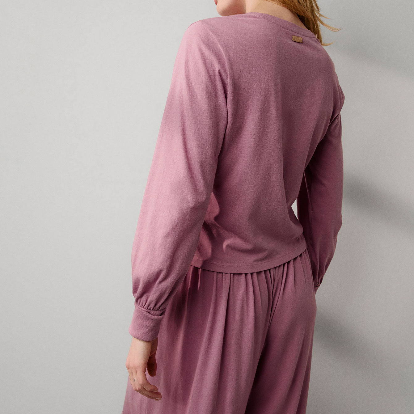 Lunya Loungwear Organic Pima Crew Neck Long Sleeve - #Clarion Rose