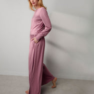 Lunya Loungwear Organic Pima Crew Neck Long Sleeve - #Clarion Rose