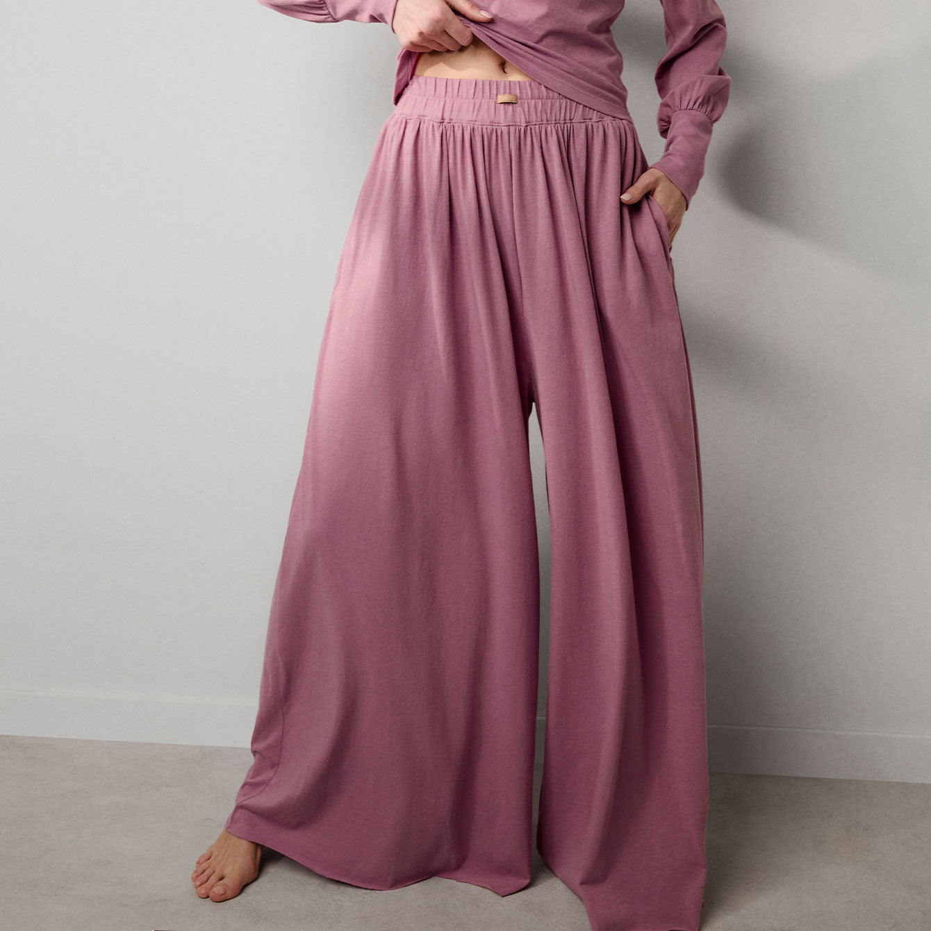Lunya Loungewear Organic Pima Wide Leg Pant - #Clarion Rose