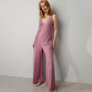 Lunya Pajamas Organic Pima Double V Jumpsuit - #Clarion Rose