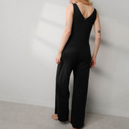 Lunya Loungewear Organic Pima Double V Jumpsuit - #Immersed Black