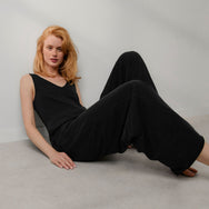 Lunya Loungewear Organic Pima Double V Jumpsuit - #Immersed Black