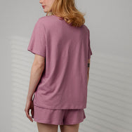 Lunya Pajamas Organic Pima Tee Short Set - #Clarion Rose
