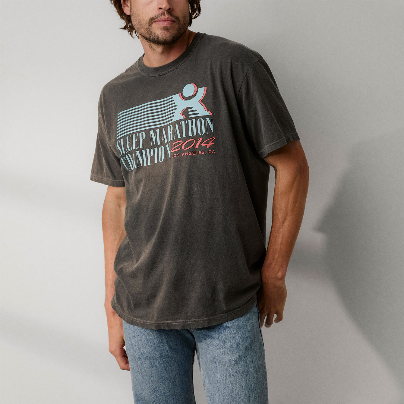 Lunya Loungewear Sleep Marathon Tee - #Washed Black/Blue