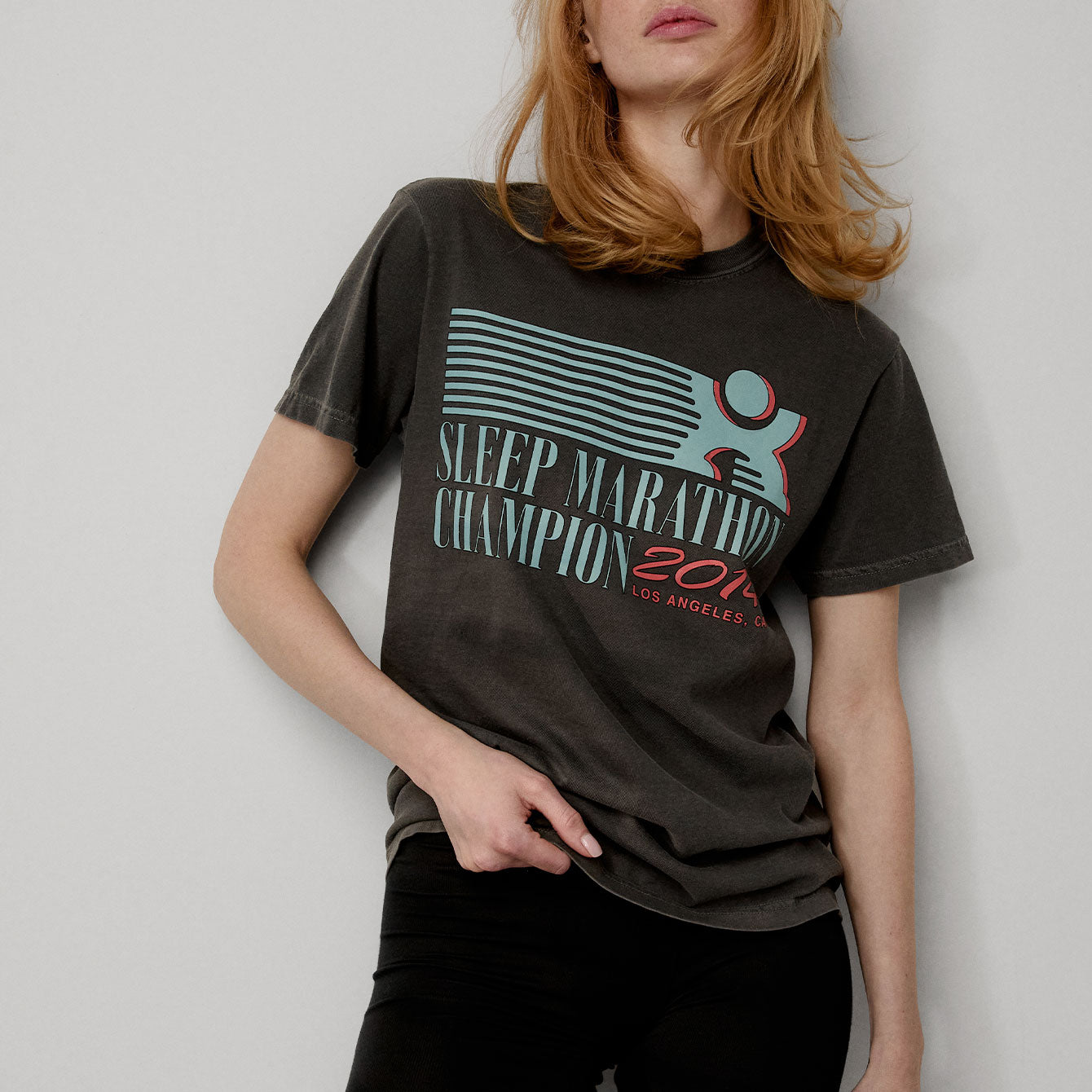 Lunya Loungewear Sleep Marathon Tee - #Washed Black/Blue