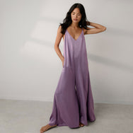 Lunya Pajamas Washable Silk Elastic Strap Jumpsuit - #Dormant Orchid