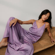 Lunya Pajamas Washable Silk Elastic Strap Jumpsuit - #Dormant Orchid