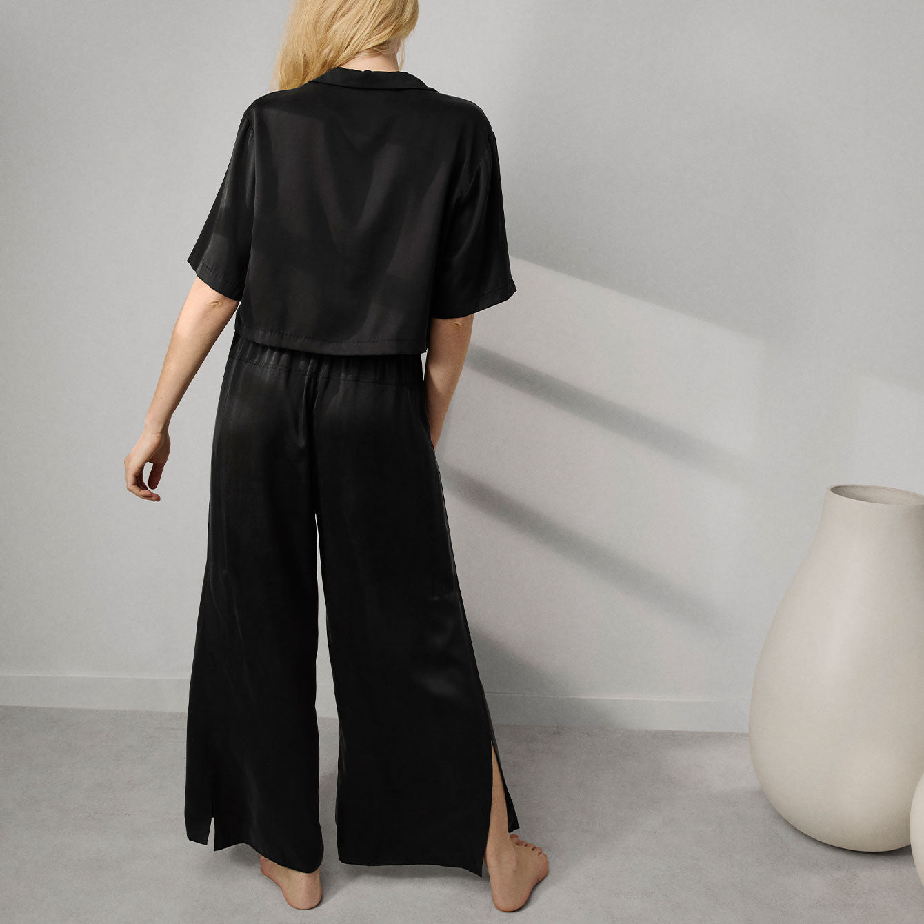 Lunya Washable Silk High Rise Pant Set - #Immersed Black