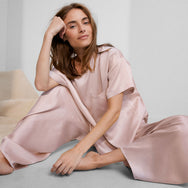 Washable Silk Tee Pant Set - #Delicate Pink