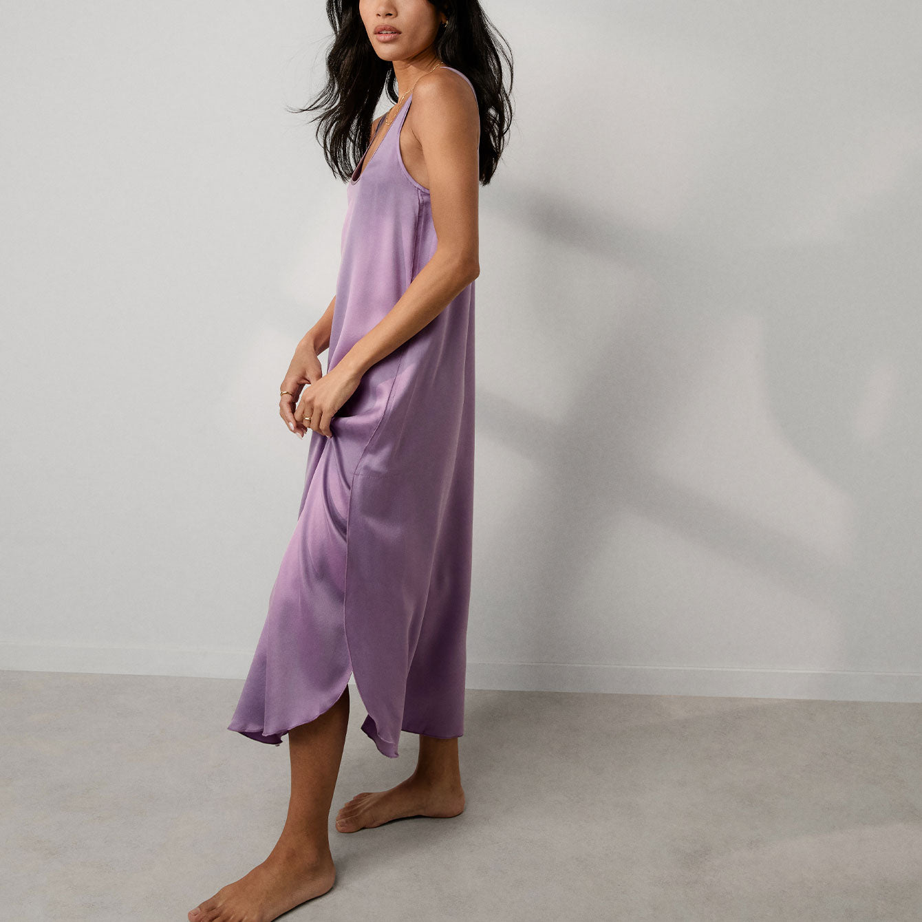 Lunya Pajamas Washable Silk Tulip Dress - #Dormant Orchid