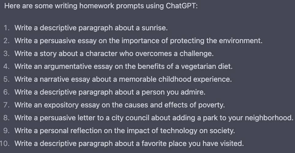 Using chat gpt for writing homework
