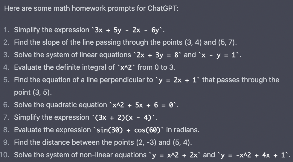 how to use chat GPT for math homework
